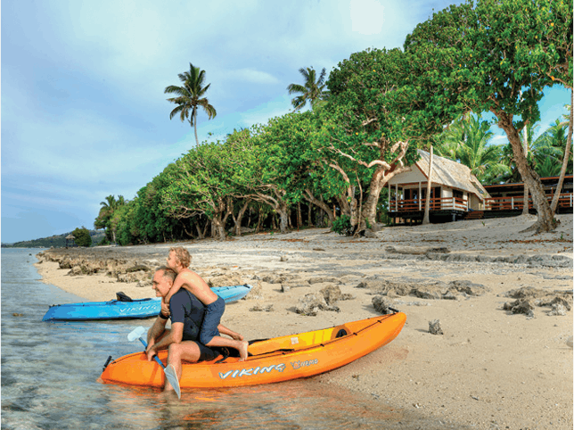 kayaks in the ocean in Fiji